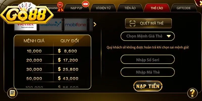 Nạp tiền bằng thẻ cào điện thoại mang đến sự tiện lợi cho anh em