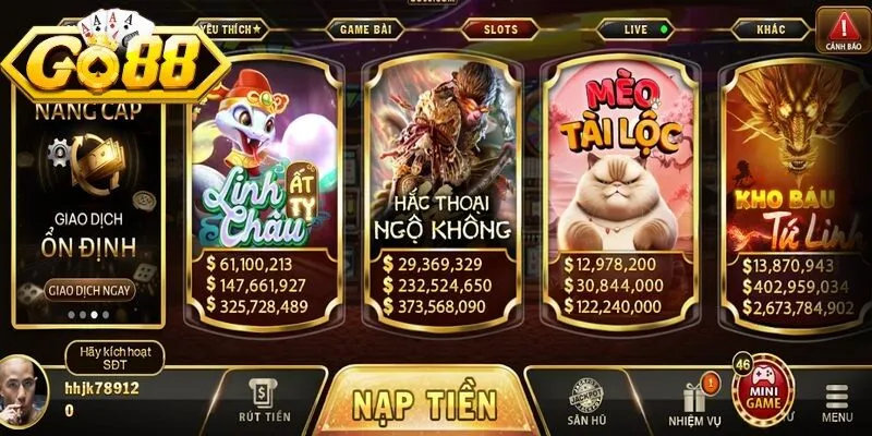Nổ hũ Go88 là sảnh game đổi thưởng đẳng cấp với tỷ lệ nổ hũ cực cao