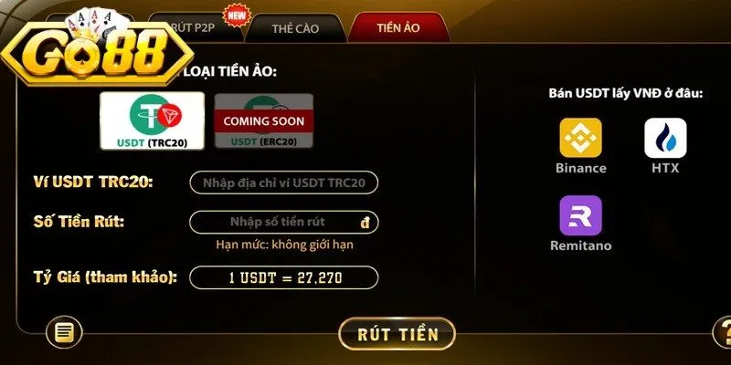 Quy trình thực hiện rút tiền tại Go88 đơn giản, nhanh trong tích tắc