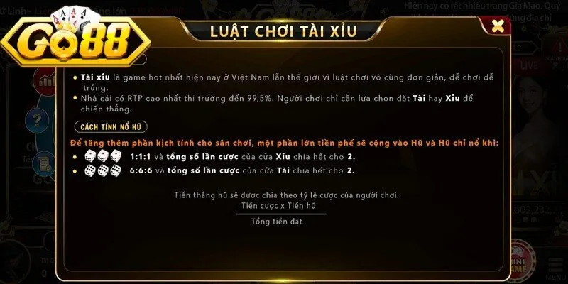Luật chơi Tài xỉu Go88 cơ bản, chi tiết cho người mới tham gia